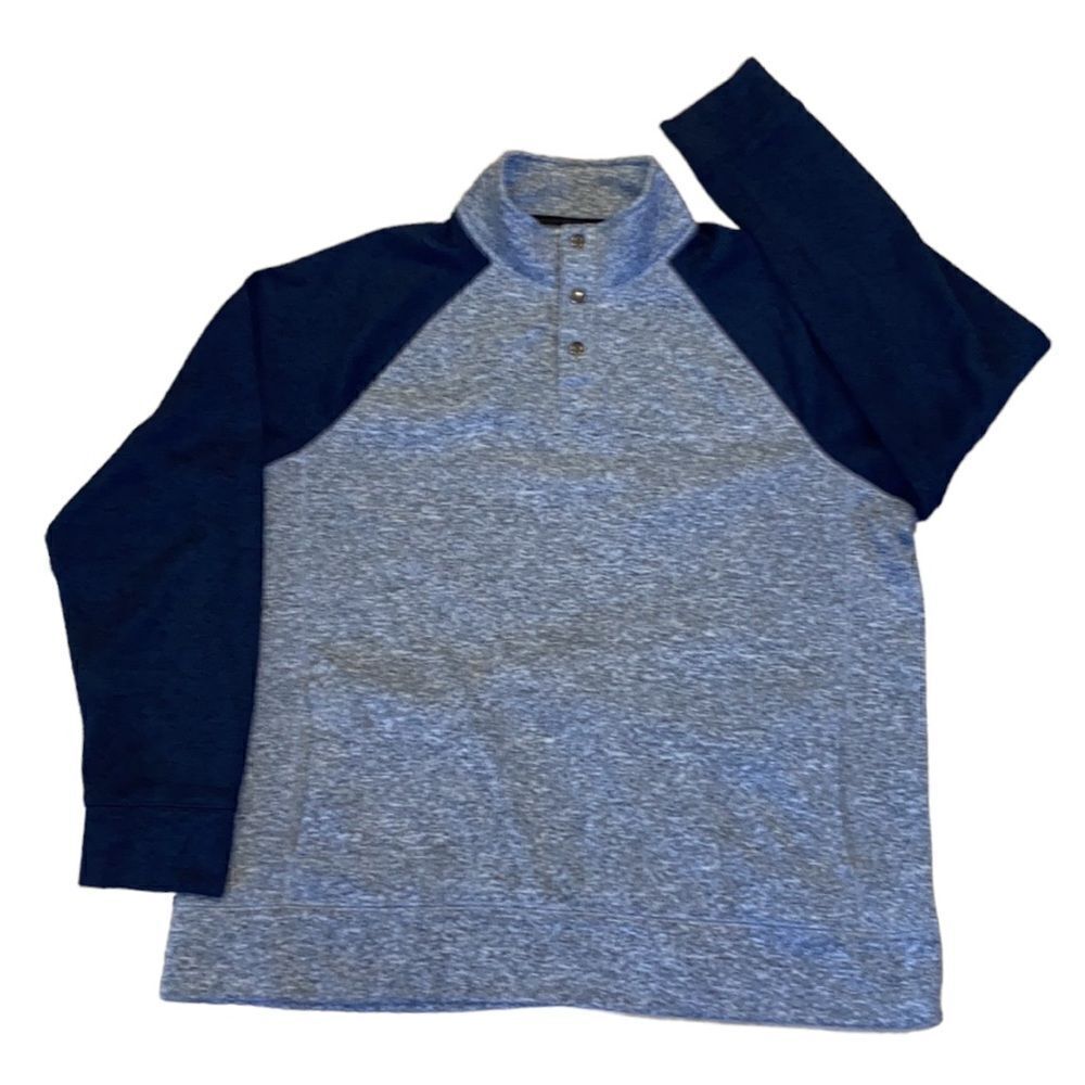 Sonoma Men’s Snap Up Blue/Gray Fleece Sweatshirt Pullover XXL
